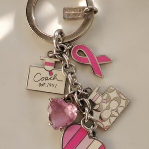 Coach Pink and Silver Charm Key Holder